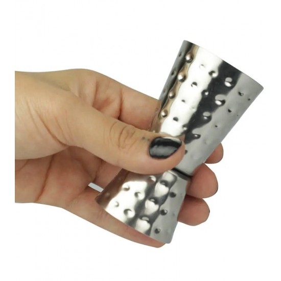 Dosador 50ml E 25ml Para Bebidas Duplo Aço Inox Martelado